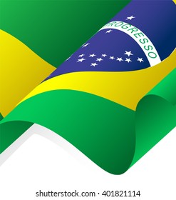 Waving Brazil Flag Vector, Clipping Mask