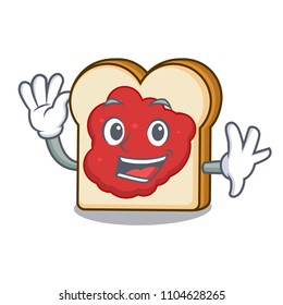 Waving bread with jam character cartoon