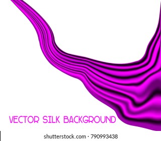 Waving Bright Pink Silk Fabric like Flag, Scarf Isolated on White Background - Vector Flying Satin Ribbon 
