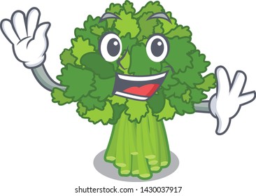 Waving brocoli rabe in the cartoon shape