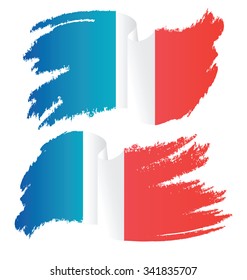 Waving Brush Stroke Flag of France Country