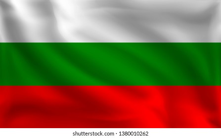 Waving Bulgarian flag, the flag of Bulgaria, vector illustration