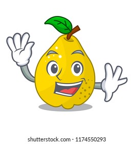 Waving bunch cartoon of juicy yellow quinces fruits