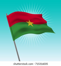 Waving Burkina Faso flag. Vector drawing illustration of flag.