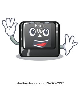 Waving button page up isolated with character