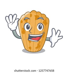 Waving cake madeleine french isolated on mascot