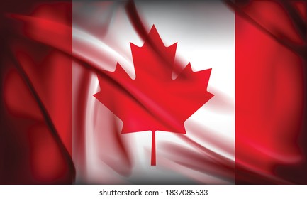Waving Canada flag fabric textured vector illustration