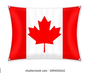 Waving Canada flag on a white background.