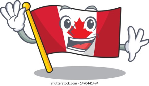 Waving canadian flag fluttering on mascot pole