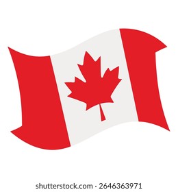 Waving canadian flag with red maple leaf isolated on white background