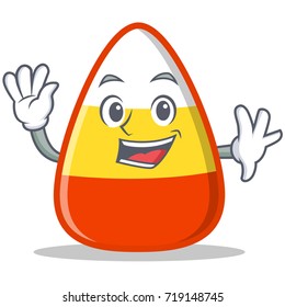 Waving candy corn character cartoon
