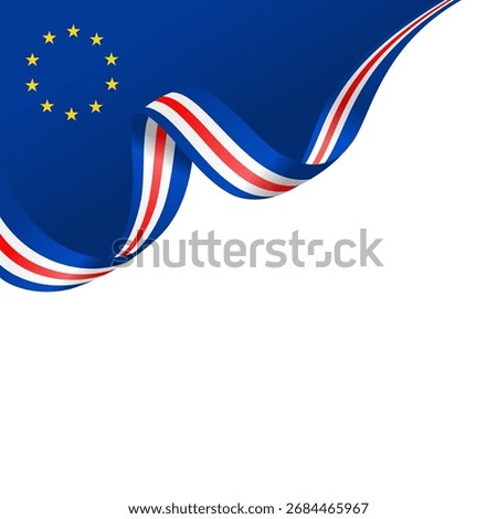 waving cape verde flag ribbon background with copy space for text. national day ornament