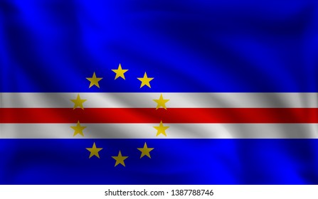 Waving Cape Verde flag, the flag of Cape Verde, vector illustration
