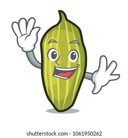 Waving cardamom character cartoon style