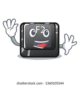 Waving cartoon f2 button on the keyboard