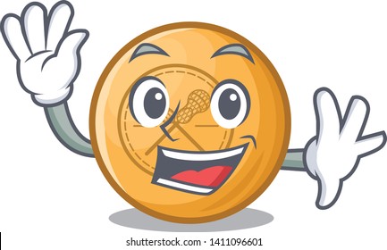 Waving cartoon lacrosse balls are placed in field