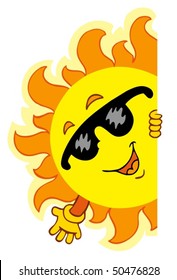 Waving Cartoon Sun - Vector Illustration.