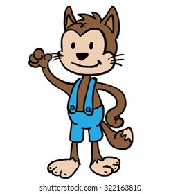 waving cat cartoon illustration