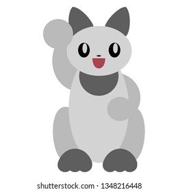 Waving cat flat illustration on white