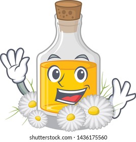 Waving chamomile oil in the cartoon shape