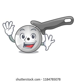 Waving character pizza cutter with handle cartoon