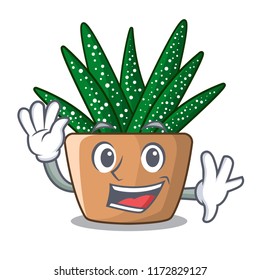 Waving character small zebra cactus plant on pot