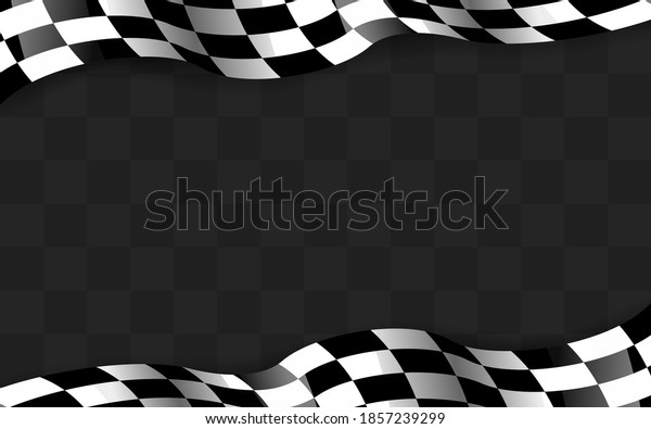 Waving checkered flag along the edges\
on a black and blue background. Modern illustration. Racing flag.\
Banner for a sports club or racing\
competition.