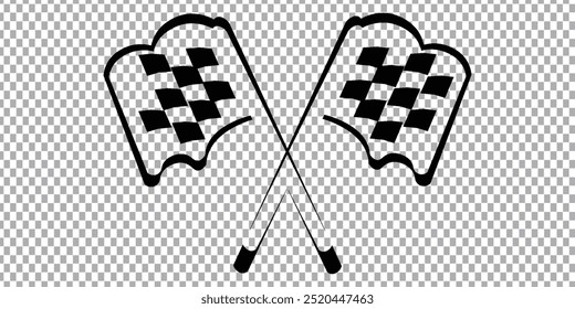 waving checkered flag finish line logo vector cross black and white simple design modern racing motorsport