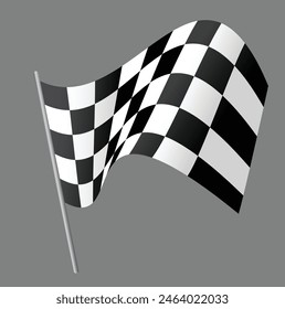 Ondeando una bandera a cuadros sobre el fondo negro. Marca de finalización para eventos de carreras. Ilustración vectorial.	