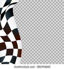 Waving Checkered Flag On Transparent Background