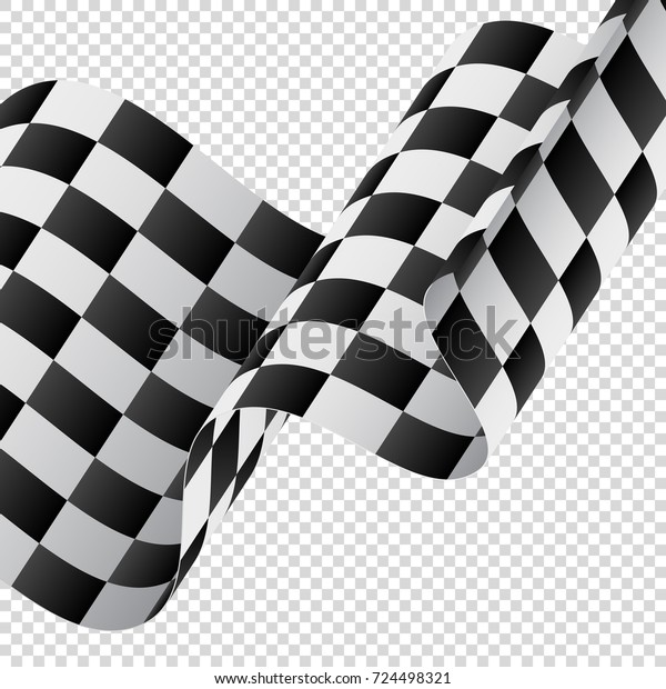 Waving checkered flag on transparent\
background. Racing flag. Vector\
illustration.