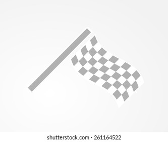 waving checkered racing flag on gray gradient background