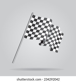 Waving Checkered racing flag. Vector