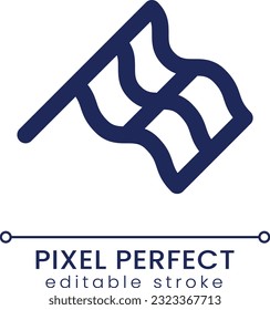Waving chequered flag pixel perfect linear ui icon. Location tag. Automobile racing sport. GUI, UX design. Outline isolated user interface element for app and web. Editable stroke. Poppins font used