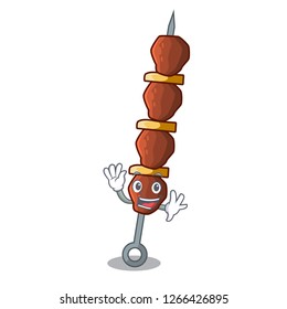 Waving chicken shish with pepper tomato cartoon