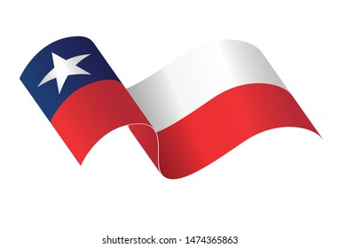 Waving Chile flag isolated on white background, Vector