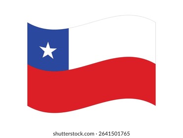 Waving Chile Flag – National Flag of Chile in Vector Illustration Style. Flag icon of Chile.