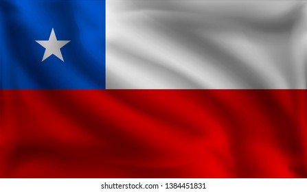 Waving Chile flag, the flag of Chile, vector illustration