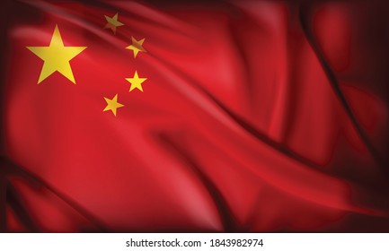 
Waving China flag fabric textured vector illustration