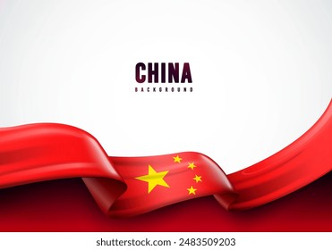 Waving Chinese Flag. China Background Concept