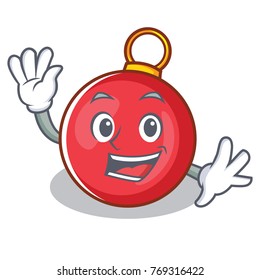 Waving Christmas ball character cartoon