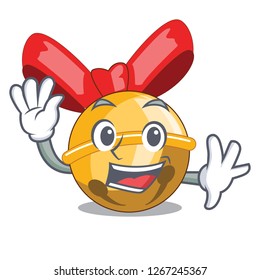 Waving christmas decoration in bell balls cartoon