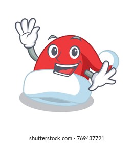 Waving Christmas hat character cartoon