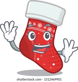 Waving christmas stocking isolated in the mascot