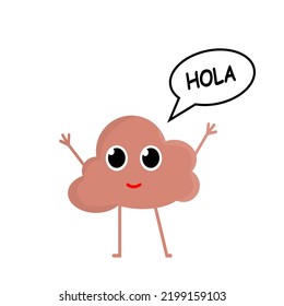 waving clouds Saying "hola". vector, cute, kids, Adorable