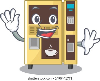 Waving coffee vending machine with cartoon shape