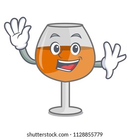 Waving cognac ballon glass character cartoon
