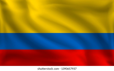 Waving Colombia flag, the flag of Colombia, vector illustration