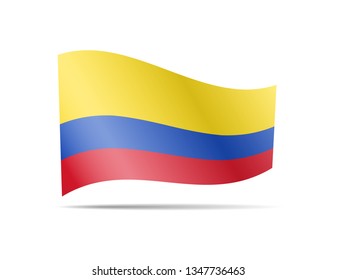 Waving Colombia flag in the wind. Flag on white background vector illustration