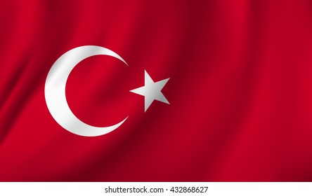 Waving colorful Turkish flag.